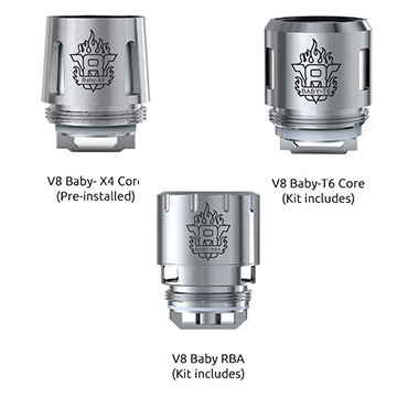Le TFV8 Big Baby est livré avec deux résistances et un plateau RBA 