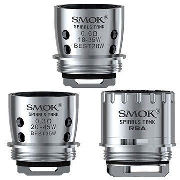 Résistances innovantes et plateau RBA livrés avec votre clearomiseur Smok Spirals