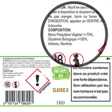 Eliquides Ma vape bio base végétale