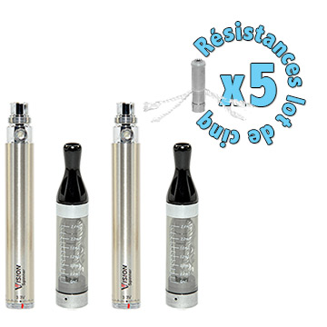 Batterie vision spinner 650 et deux clearos Kangertech T2 et ses 5 résistances