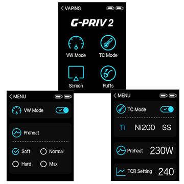 Détail du large écran tactile de la Smok G-Priv2