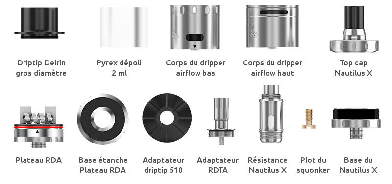 Aspire Quad-Flex vue détaillée du contenu du pack