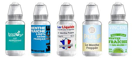 Assortiment de 5 e-liquides fraicheur menthe