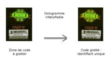 Zone d'authentification et identifiant unique du produit